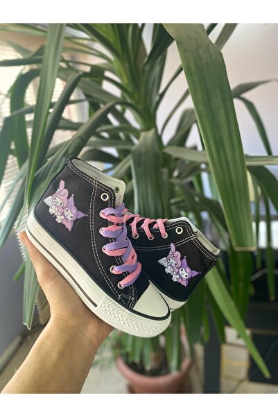 Starme store حذاء رياضي كورومي ماي ميلودي مطبوع باللون الأسود طويل من الكتان