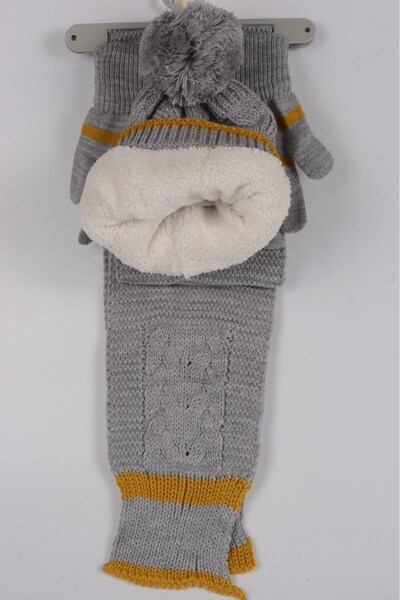 mercantoptan 4-8 Years Old 3-Piece Children's Scarf Beret Gloves Set