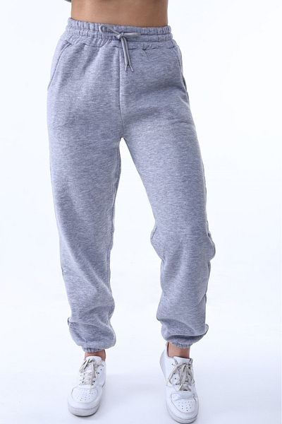 POLYMOOD Women's Gray Winter Thick Raised 3 Thread Sweatpants Trousers