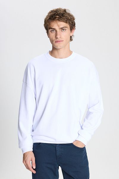 AC&Co / Altınyıldız Classics Ανδρικό ασπρόμαυρο φούτερ 2 συσκευασιών βαμβακερό oversize φούτερ με λαιμόκοψη