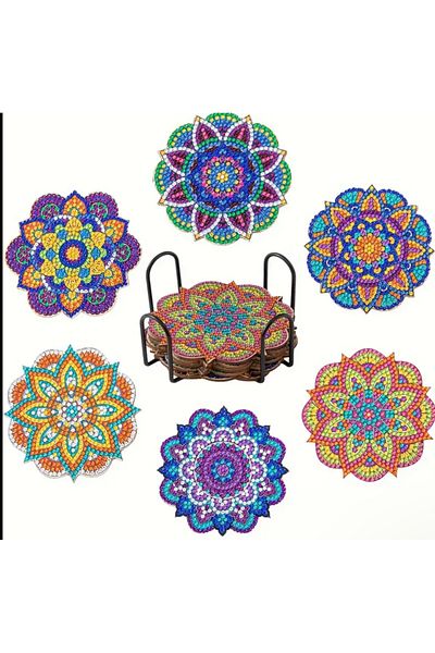 Element 5D 6 Pieces Diamond Mosaic Painting Coaster Set