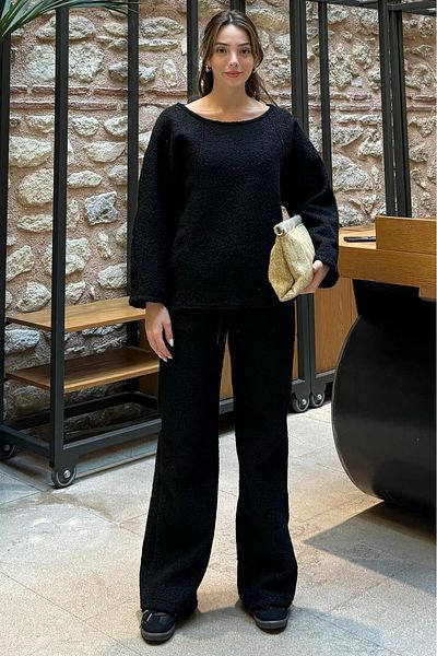 Seeh Σετ γυναικεία αθλητική φόρμα Black Boucle Sh195