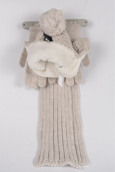mercantoptan 8-12 Years Old 3-Piece Children's Scarf Beret Gloves Set