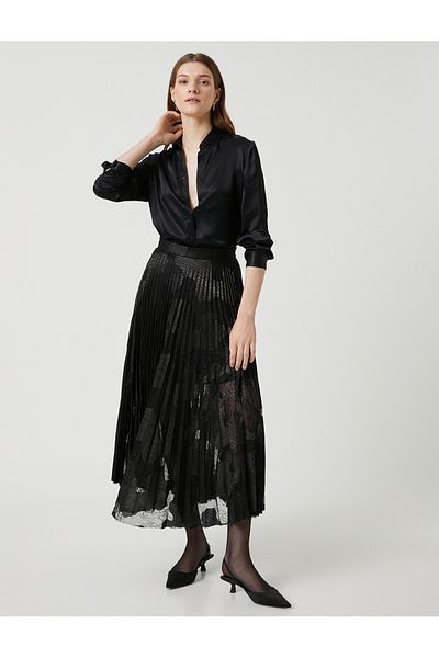 Koton Melis Ağazat X - Fustă midi plisată Jacquard