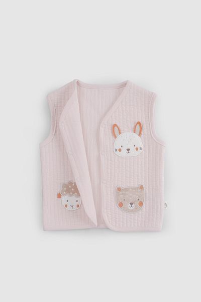 Little Gusto Pink Double Sided Quilted Vest