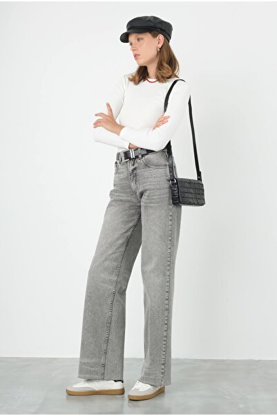 HEQA Сірі джинси з широкими штанинами