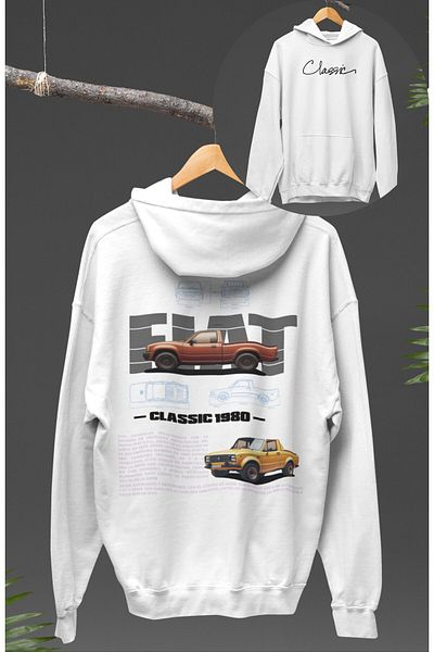 Fuddy Moda Fiat Classic 1980 Back Printed Unisex Oversize Hooded Sweatshirt