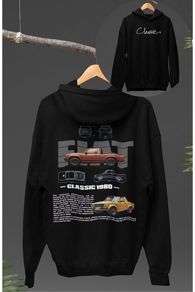 Fuddy Moda Fiat Classic 1980 Back Printed Unisex Oversize Hooded Sweatshirt
