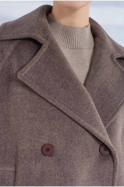 HEQA Kısa Kruvaze Kaban Kahve