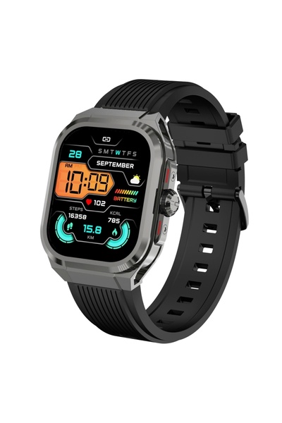 S-LINK Glowy W30, Siyah, Dafit Uyumlu, Bluetooth, 1.96" Amoled Ekran, 50...