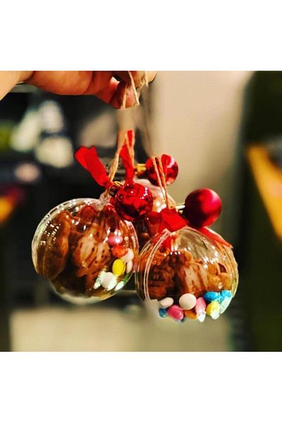 Aker Hediyelik 10 Pieces Transparent Mica Globe Ball - Empty Round Boxes Wedding Baby Candy