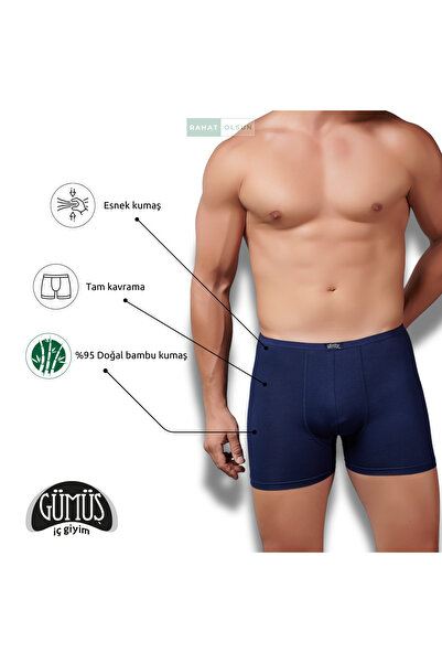 Gümüş İç Giyim 5-τεμάχια Οικονομικά Ανδρικά Μποξεράκια Navy Blue Natural Μπαμ...