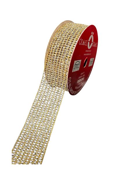 ÖZ-EL AŞ Gold Color Mesh Cross Stitch Ribbon, Bundled Ribbon, 2.5 cm 3 Mt 135 086