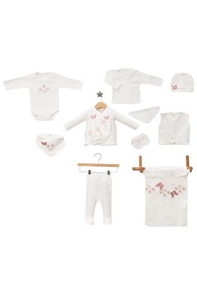 BABY ZUHU 10' Lu Lüks Kız Bebek Pamuklu Hastane Çıkış Seti / Yenidoğan Kız Be...