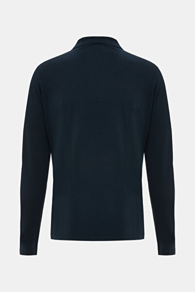 W Collection LACİVERT POLO YAKA UZUN KOLLU SWEATSHIRT