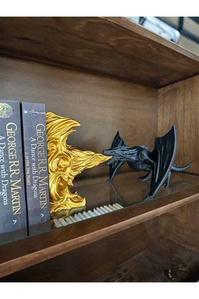 magicland Dragon and Flame Book Holder - Fantastic Bookshelf Decoration