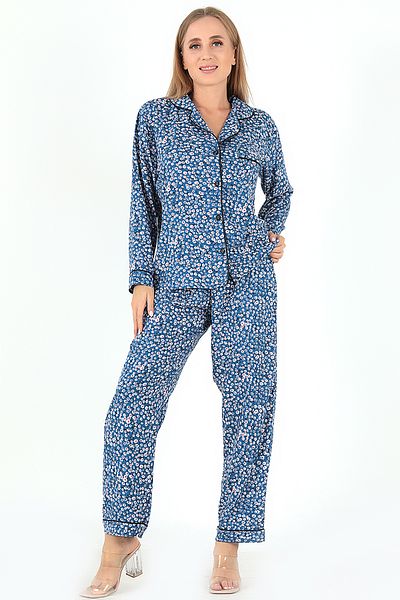 kingspearl Set de pijamale de damă cu mânecă lungă cu model de margarete