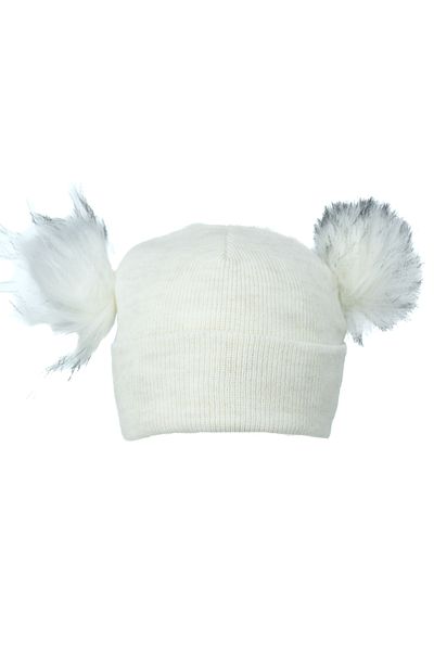 Oppland Girls - Stretchy and Comfortable Winter Beanie with Double Pompom Cotton Fold