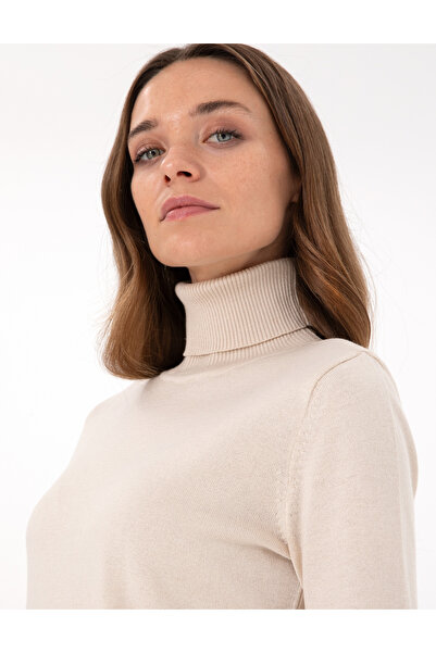 Pierre Cardin Beige Slim Fit Turtleneck Basic Sweater 50300786-Vr011