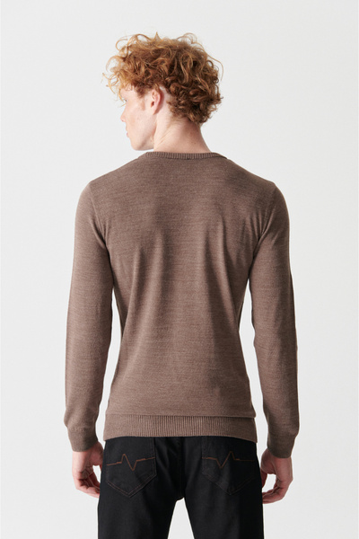 Avva Erkek Vizon Bisiklet Yaka Tüylenmeyen Triko Regular Fit Kazak E005000