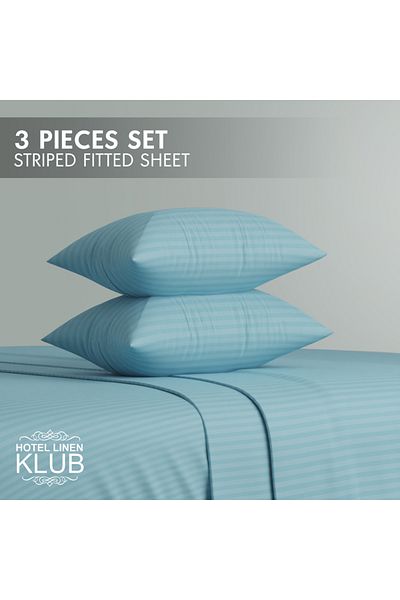Hotel Linen Klub طقم ملاءات سرير مخططة واحدة - جودة ممتازة ومتينة، جيب عميق لملاءمة مثالية