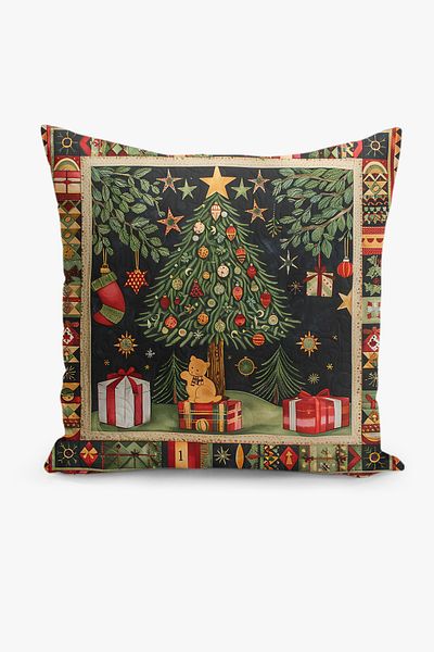 Filamente New Year Christmas Pattern Double Sided Digital Printed Throw Pillow Cover