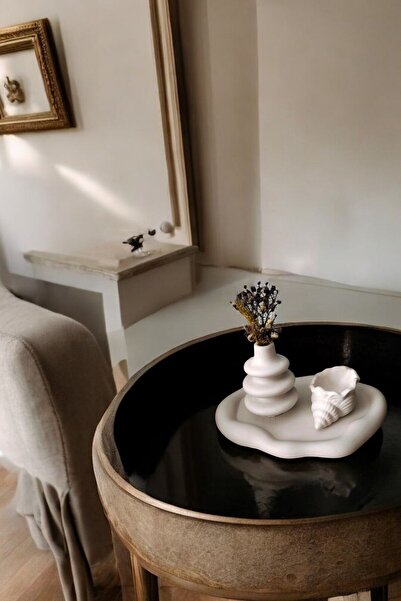 tambana Beyaz Sunumluk Takı Tabağı Dekoratif Tepsi Obje Seti 3 Parça Model 1040