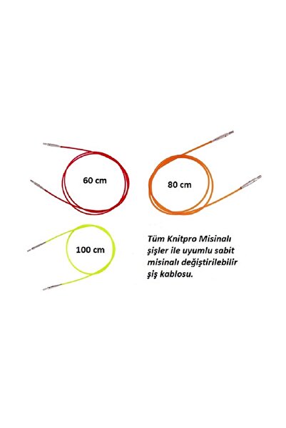 BALIM ÖRGÜ EVİ KnitPro Değiştirilebilir Misina Şiş Kablosu  60-80-100 cm