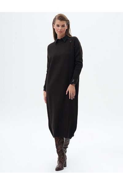 Kayra Φόρεμα Katrk08 Model Brown Color - Καφέ 2