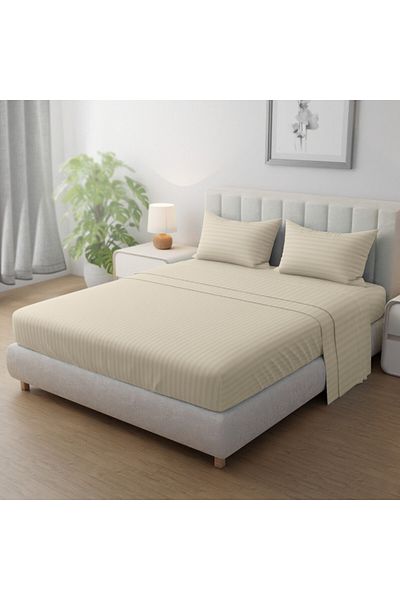 Hotel Linen Klub طقم ملاءات سرير مزدوجة الخطوط - جودة ممتازة ومتينة، جيب عميق لملاءمة مثالية