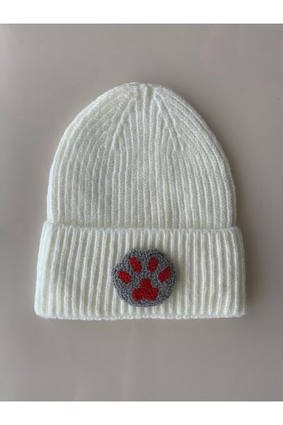 byebruketenci Luxury Children's Light Cream Wool Beret - Punch Detailed