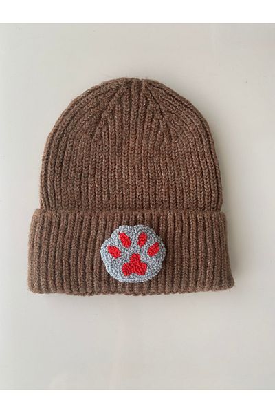 byebruketenci Luxury Brown Wool - Kids & Teen Beret with Punch Detail