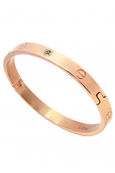 OQQO Rose Steel Bracelet with Stones