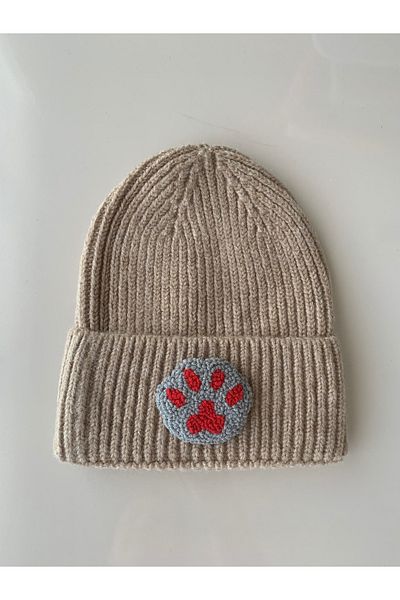 byebruketenci Luxury Beige Wool - Kids & Teen Beret with Punch Detail