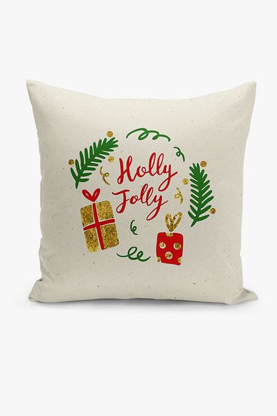 Filamente New Year Christmas Pattern Double Sided Digital Printed Throw Pillow Cover