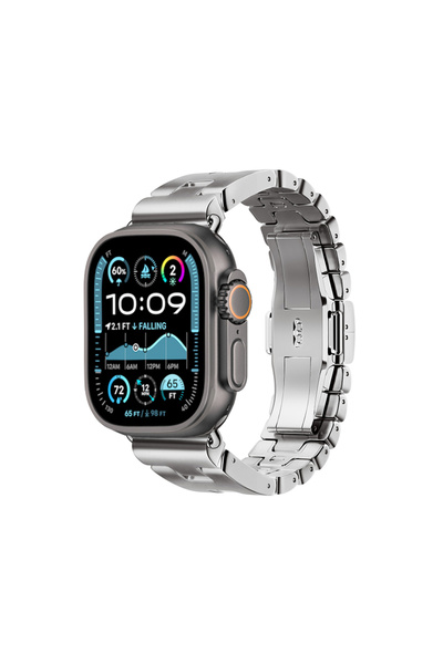 Gpack Apple Watch Ultra 2 Kordon Metal Kordon Strap Kayış KRD125 Gümüş