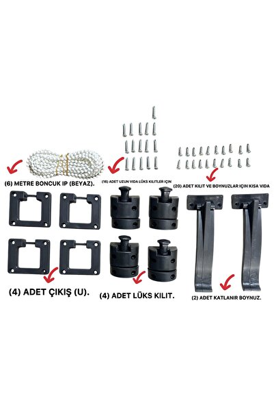 EMİRDAĞ ALÜMİNYUM CAM BALKON Cam Balkon Yedek Parça Kilit Seti Lüks Seri Siyah (1TAKIM).