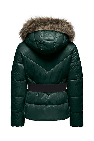 ONLY Green Fur Hooded Puffer Coat - Onlfever 15322003