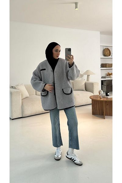 My Blog Gray Oakland Stripe Detailed Wrapped Jacket - 7397