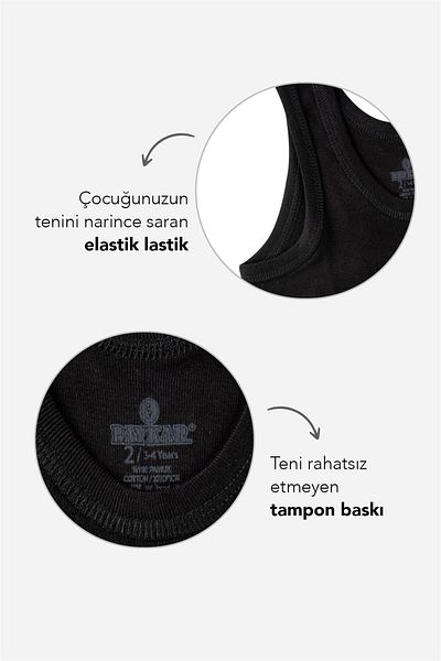 BAYKAR Black Organic Cotton Tank Top Pack of 3 for Boys - Oval Collar