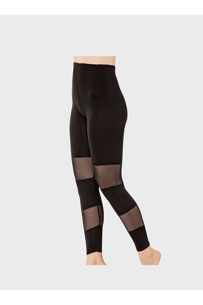 tusem butik homewear Colanți de damă din bumbac Lycra negru din tul cu talie elastică