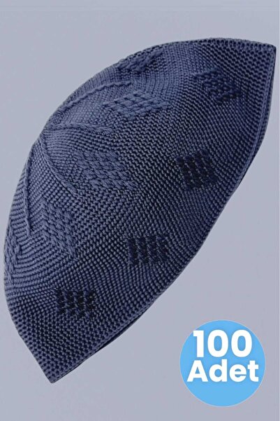 Trenderrs 100'lü  Dokuma Örgü Desenli Takke Kaliteli Namaz Takkesi