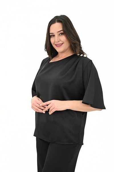 Koza Butik Γυναικεία μπλούζα με μεταλλικά κουμπιά μεγάλου μεγέθους 1862-25