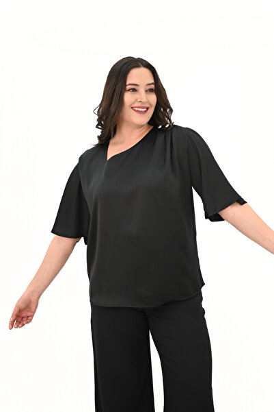 Koza Butik Γυναικεία μπλούζα με μεταλλικά κουμπιά μεγάλου μεγέθους 1862-25