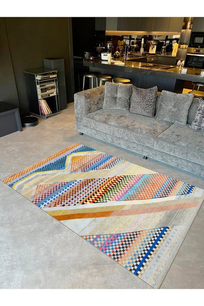 Rugs Modern Halı Barcelona Collection Multicolored Mixed Shapes Patterned Mod...