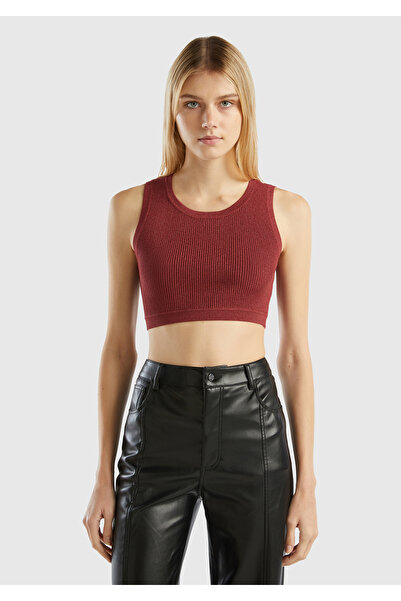 United Colors of Benetton Claret Red Glittery Logo Women's Bra