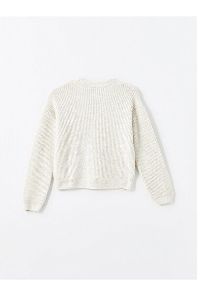 LC Waikiki Lcw Kids Ecru V-Neck Girl's Knitwear Cardigan