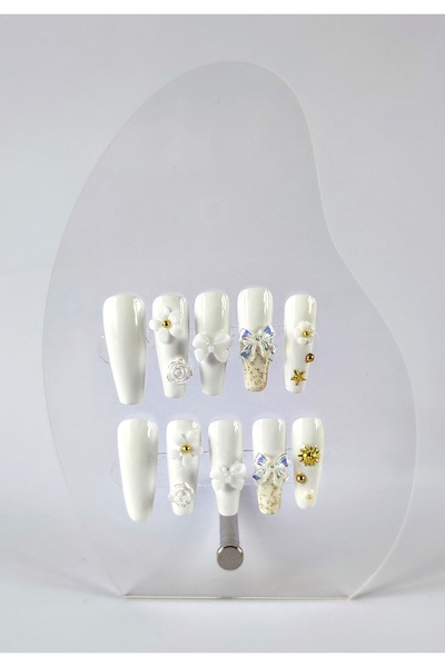 PİRAYE AKSESUAR By Maya Beauty & Nail 10'lu Beyaz Papatya Charmlı Homemade Or...