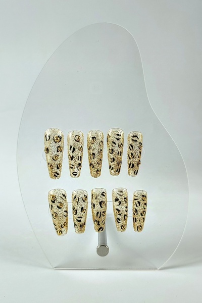 PİRAYE AKSESUAR By Maya Beauty & Nail 10'lu Altın Sarısı Leopar Desen Homemad...