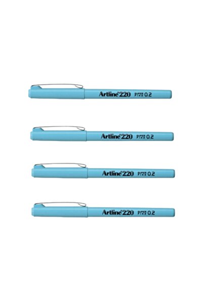 artline قلم كتابة ARTLINE 220N - 0.2 مم أزرق فاتح، طرف لباد رفيع للغاية (4 قطع)